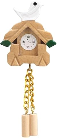 1Pc Miniature Wooden Clock, 1/12 Scale Accessories, 1/12 Scale Cuckoo Clock Dollhouse Miniatures 2