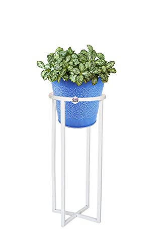 GIG Handicrafts� Modern Iron Plant Stand Without Planter, Corner Plant Stand, Kitchen Dining Table Pot Stand for Living Room Decor Home Decor Balcony Outdoor (20 cm x 20 cm x 46 cm, White)