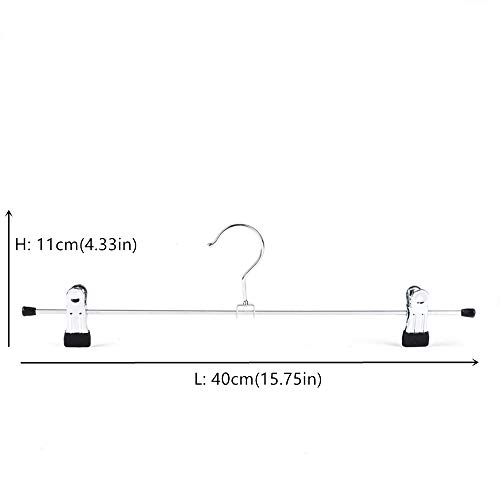 Miniatura 2 de Amber Home 20 Unidades 40cm Perchas de Hierro Cromado, Plata Metálico Percha para Pantalones Shorts Faldas Calcetines y Ropa Interior, con Clips Antideslizantes