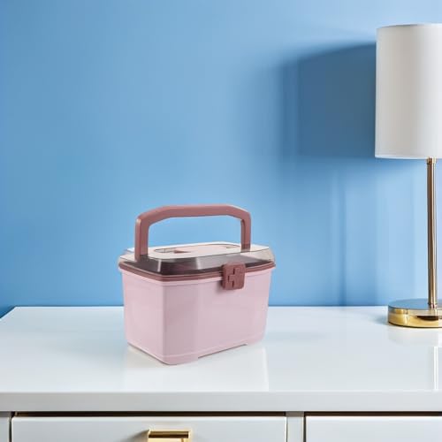Boîte à remède portable et étui compact rose avec rangement compartimenté - 7