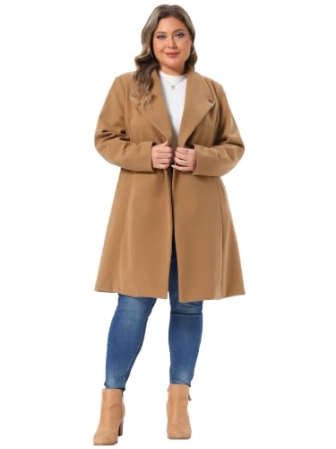 Image of Agnes Orinda Women Plus Size Lapel Double Breasted Belted Winter Coats