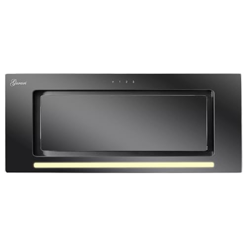 Gurari GCH 217 Hotte Intégrée Groupe filtrant,1000 m³/h, 70 cm,Evacuation,3 Vitesses,LED Eclairage,Noir Verre,Télécommande, TouchControl, hotte aspirante...