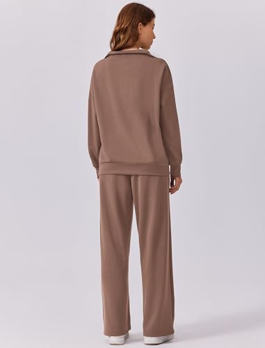 Image of PINSPARK 2 Piece Sets for Women 2026 Fall Outfits Sweatsuit Oversized Sweatshirt Wide Leg Sweatpants Matching Set Tracksuit