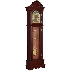 BOWERY HILL Grandfather Clock with Adjustable Volume Digital Chime in Brown Red product image
