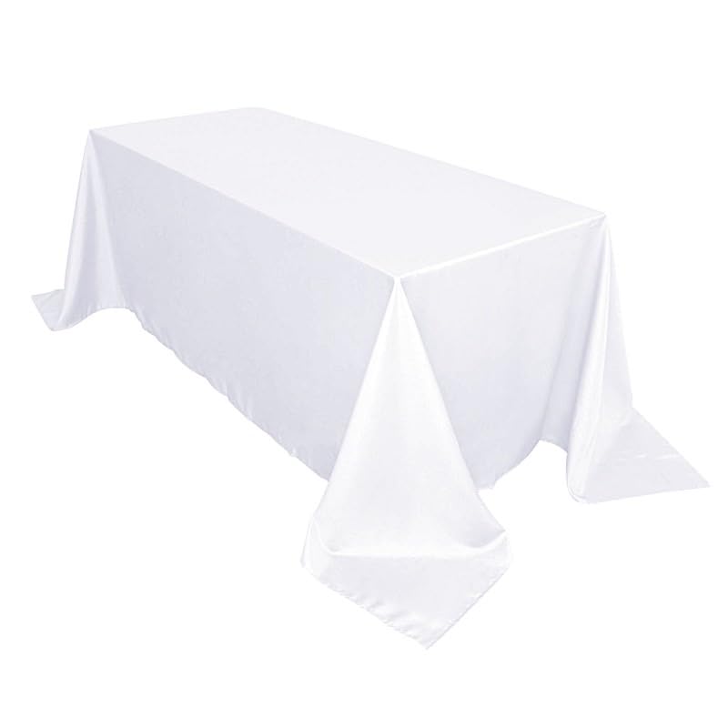 BalsaCircle 90x132-Inch White Rectangle Polyester Tablecloth Table Cover Linens for Wedding Party Events Kitchen Dining