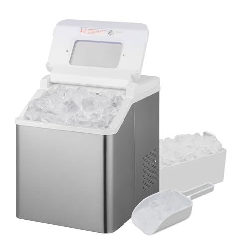 Athena Collection Countertop Ice Maker, 32 Cubes in 20 Mins, 33lbs Ice/24Hrs, Self-Cleaning Ice Machine with Basket and Scoop, Portable Compact Mini Ice Maker for Home Kitchen Office Party RV, White