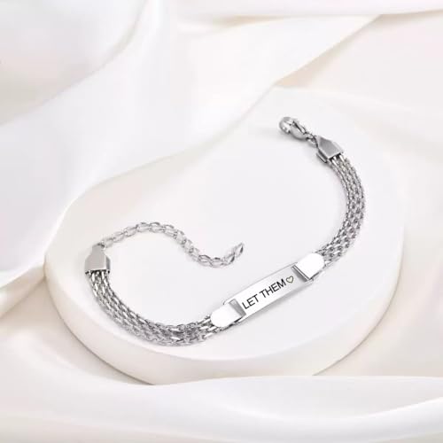 Let them Cuban Bracelet For Women, Self Worth Motivational Stainless Steel Engraving Bracelets Inspirational Chain Friendship Gift Jewelry3
