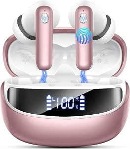 Wireless Earbuds, Bluetooth 5.4 Headphones, in-Ear Earphones with 4 ENC Mics Deep Bass St…