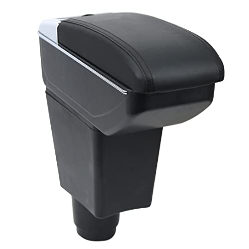 Accoudoir Convient pour Dacia Logan 2 Renault Sandero 2 Noir Accoudoirs avec Compartiment de Rangement Central Console Organiseur et Porte Boisson