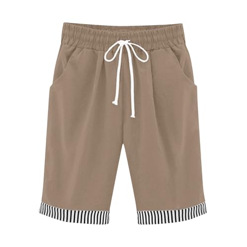 Short en lin léger avec cordon de serrage et coupe droite