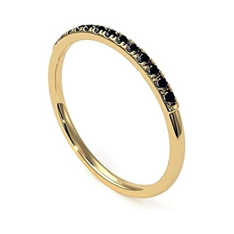 GemsOnClick Natural Black Onyx Eternity Stacking Engagement Ring 14K Gold Plated Gemstone Vintage Style Promise Band Ring Jewelery Size X Cover