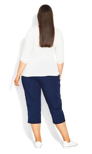 EVANS Women's Plus Size Capri Ctn Roll Up2