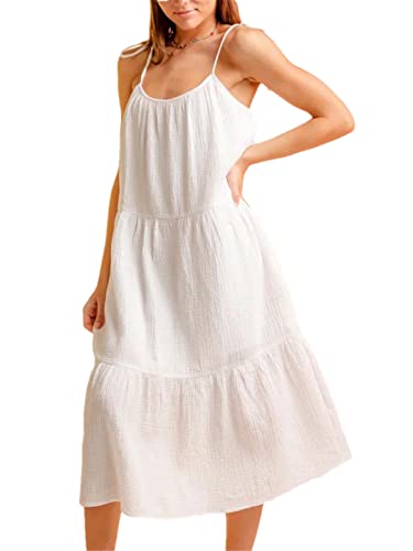 Robe longue d'été blanche aux finitions soignées style épuré