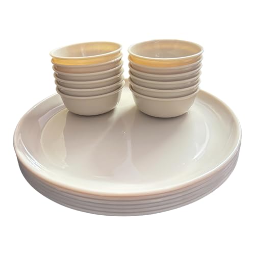 Image of Unbreakable Plastic Dinner Plates and Bowls Set | Set of 6 Plates and 12 Bowls | BPA Free | Food Grade Material | Microwave Safe