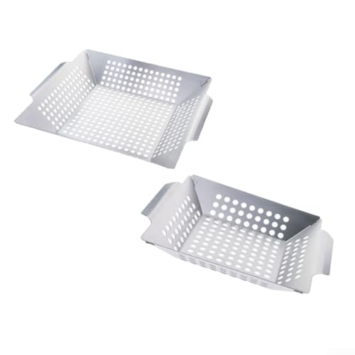 Grill Basket for Weber BBQ Stainless Steel with Wide Handles Designed to Hold Vegetables Seafood Meat and Prevent Food Loss on For all Types of Grills (34CM)