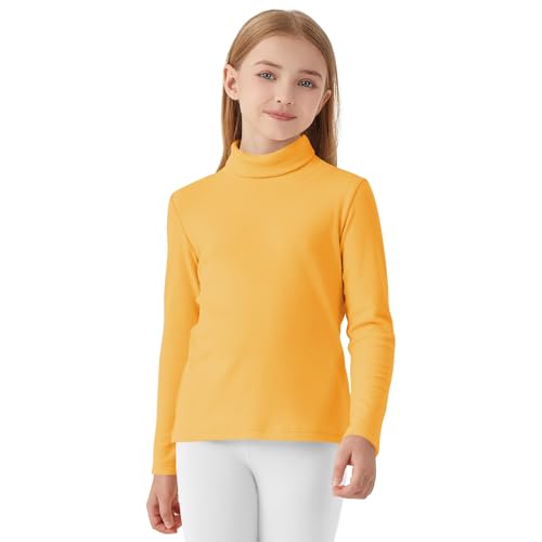Image of Dreammonkey Girls Long Sleeve Turtleneck T-Shirt Kids Basic High Neck Casual Tee Tops | Size 4-13