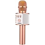 BONAOK Wireless Bluetooth Karaoke Microphone,3-in-1 Portable Handheld Karaoke Mic Speaker Machine Home Party Birthday for All Smartphones PC(Q37 Rose Gold)