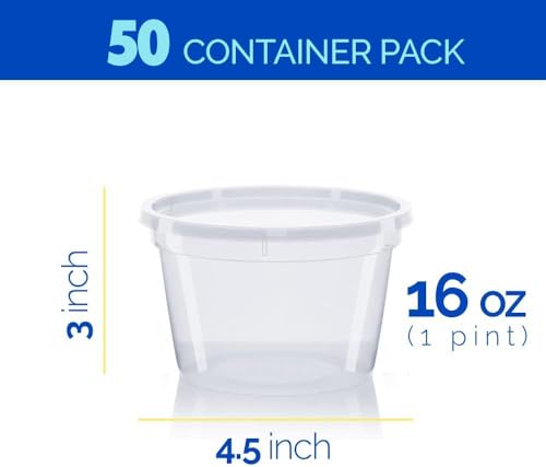 image for Healthy Packers 50pk 16oz Deli Containers with Lids – BPA-Free Plast