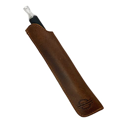 Leather Nomad, Vape Pen Sleeve Handmade From Full Grain Leather - Travel Case, Protective Cover, Vaper, Electronic Cigarette - Bourbon Brown #TOP3