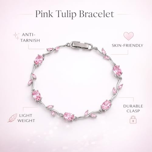 Image of Trending Tulip Bracelet for Women Stylish | Silver and Gold Toned Crystal Floral Tulip Bracelet for Girls & Women | Rapunzel Inspired | Romantic Gift Jewellery