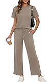 XIEERDUO Women Plus Size Lounge Sets 2 Piece Summer Outfits Spring Short Sleeve Loungewear Wide Leg Tracksuits...