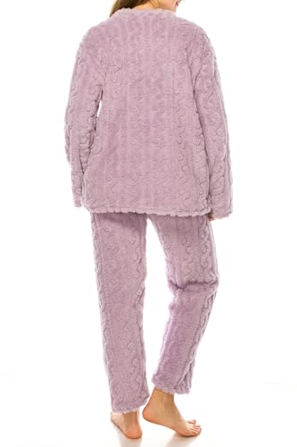 Womens Fleece Fluffy Comfortable Cozy Pajama Set Pullover Lounge Home Warm Wear for Winter4