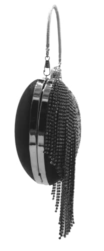Image of UMREN Women Luxury Heart Shape Tassel Evening Clutch Bag Rhinestones Wedding Party Purse Handbag