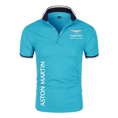 Camiseta Hombre A.s.t.o.n M.a.r.ti.n, Ocio Secado Rápido, Camiseta de Corriendo para Ocio al Aire Libre, Verano(Blue,L)