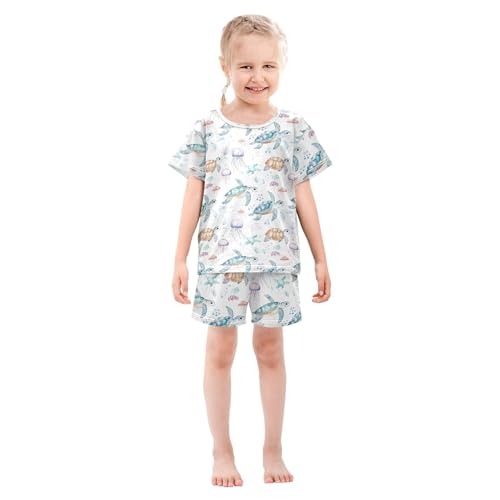 UMIRIKO Turtle Jellyfish Short Sleeve Pajamas Set Sleepwear PJs Nightwear B0404722