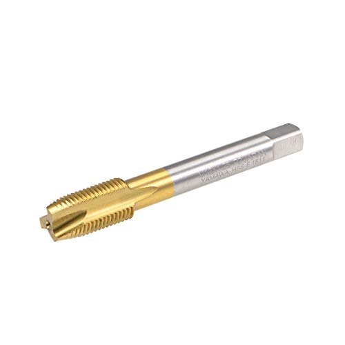 uxcell Spiral Point Plug Threading Tap M12 x 1.25 Thread, Ground Threads H2 3 Flutes, High Speed Steel HSS 6542, Titanium Coated, Metric Screw Taps Tapping Bit for Thread Repair