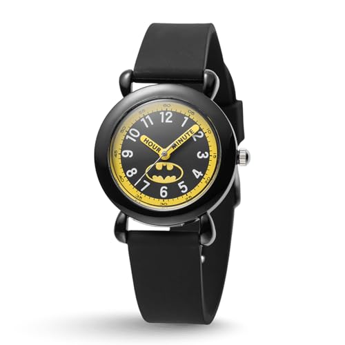 DC Comics Batman Watch for Kids Ages 47 Featuring Luminous Character Dial Easy-Read Hour & Minute Hands Batman and Robin Toys Watches for Toddlers Black Bezel Luminous Black Silicone Strap