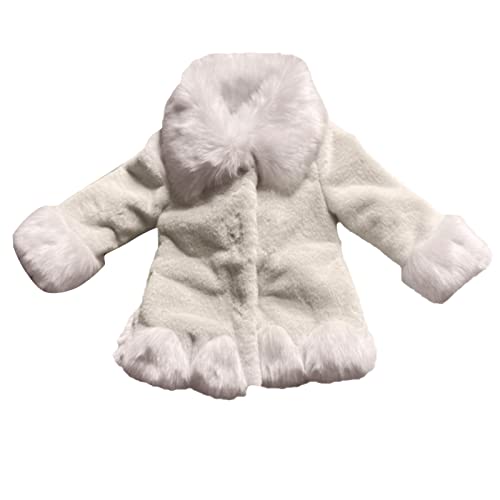 Toddler Girls Winter Fleece Coat Kids Warm Faux 𝚏𝚞r Jacket Long Sleeve Cardigan Coat (Grey, 6-7 Years)2