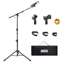 【Adjustable Microphone Stand】The height of this microphone stand can be adjusted from 26"-52" (66.5-132.5cm) with the knob. The microphone boom arm length can also be adjusted from 16"-32.5"(40.5-82.5cm) and comes with 3 cable hoop and 2 microphone c...
