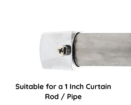 Image of FAPBADRI Simple Curtain End Caps /Finials for a 1 inch Pipe /Rod, Colour - Silver Glossy Square, 4 Pieces
