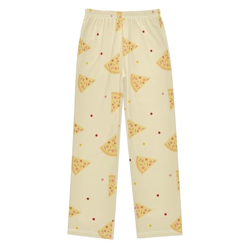 Pizza on Yellow Boys Pants Boys Athletic Pants Long Pant for Boywith Pockets Wide-Leg Size 6-14Y - Main Image