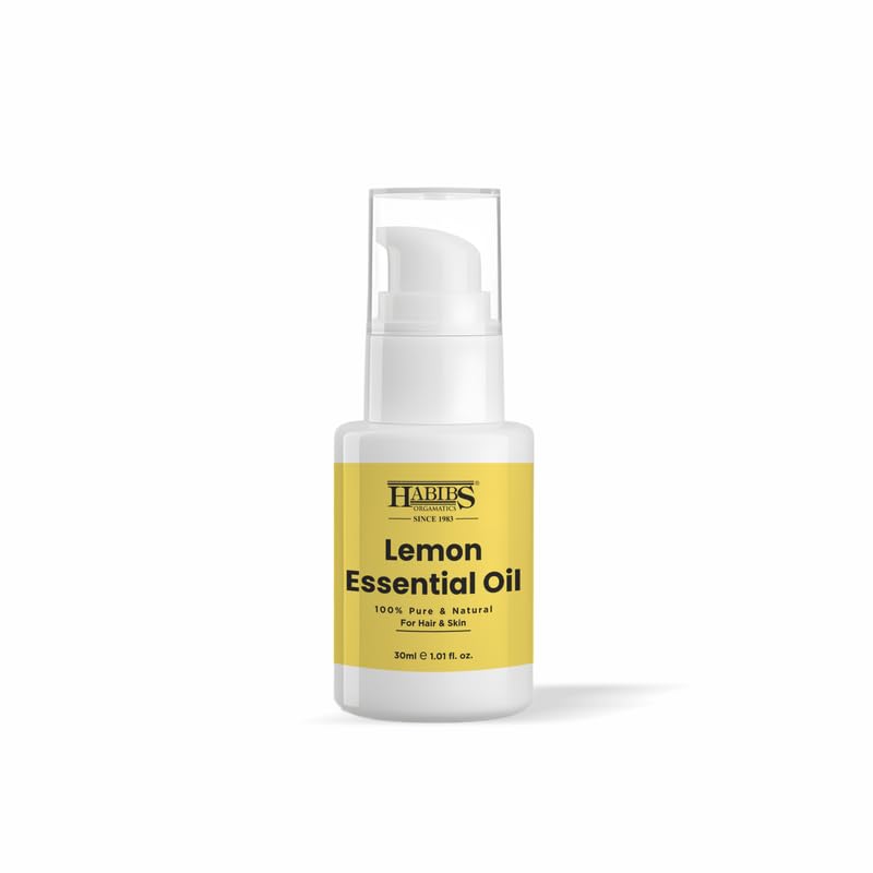 Image of Habibs Pure Lemon Essential Oil - 100% Undiluted, Therapeutic Grade for Uplifting Aromatherapy & Cleaning 30ML