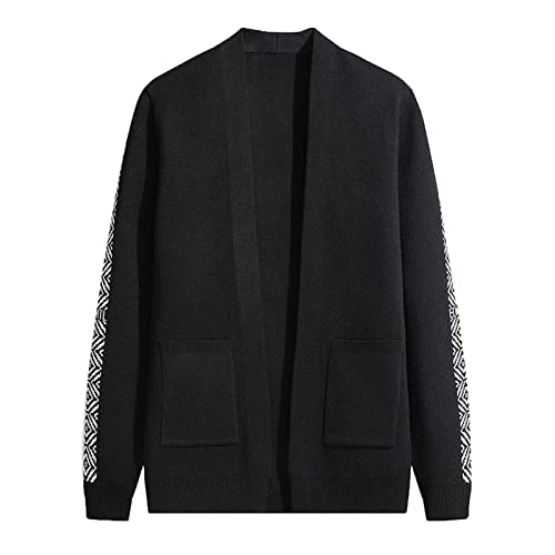 Cardigan à boutons pour homme noir XXL en maille fine à motifs