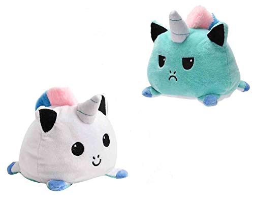 Unicornio de peluche reversible, doble cara, juguete de peluche Flip Doll Mood como regalo para ni�os (verde y blanco)