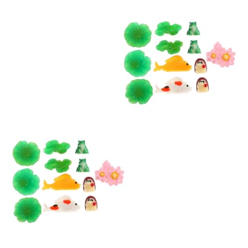 UPKOCH 2 Juegos Adorno de Resina de Rana decoración de Peces Decoraciones de Acuario Tanque decoración botánica Falso Loto pequeña decoración del Acuario decoración del Acuario de Pescado
