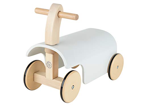 Bieco Rutschauto Holz | weiß | Modernes Holz Rutschfahrzeug ab 1 Jahr | Holz Rutscher mit Gummibereifung | Vierrad…