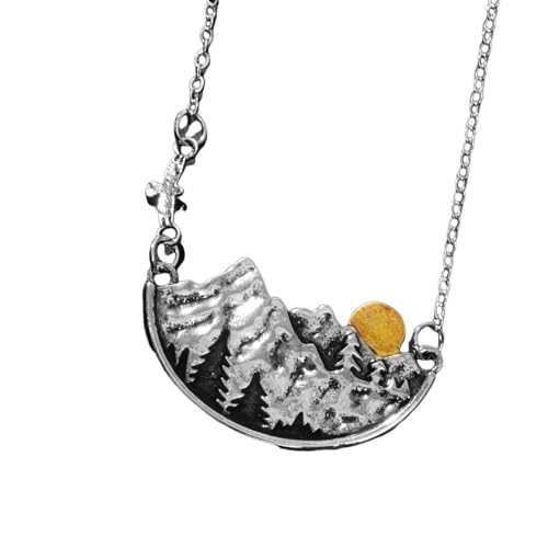 Pendentif paysage créatif vintage sur chaîne de montagnes pour homme et femme