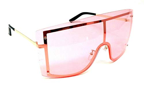 Arctic Rimless Oversized One Piece Shield Flat Top Sunglasses