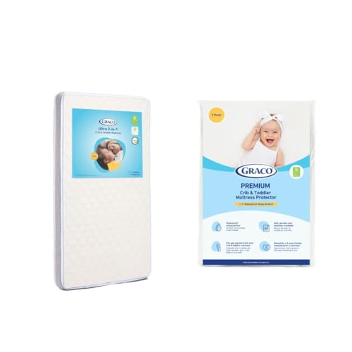 Image of Graco Ultra Dual-Sided Crib Mattress & Protector Value Bundle (1-Pack) – Includes GREENGUARD Gold Certified Crib Mattress, GREENGUARD Gold Certified Waterproof Protector