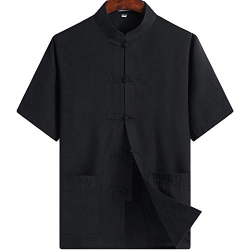 Zooboo Chinese Clothing Tang Suit - Kung Fu Short Sleeve Shirt For Men (M, Black) #TOP20