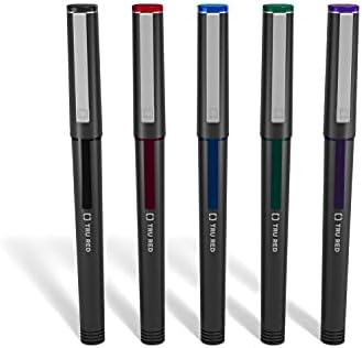 TRU RED Tr57319 Rollerball Pens, Fine Point, Assorted Colors, 5/Pack