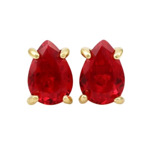 Boucles d'oreilles en rubis naturel éclatant et argent 925 doré chic