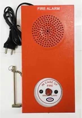 Agni Fire Security Services Manual Call Point MCP with Chain, Hammer and Hooter for Home, Office and Schools (Pack of 1)