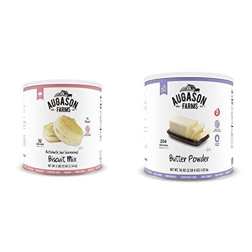 Augason Farms Buttermilk (No Leavening) Biscuit Mix 2 Lbs 15 Oz No. 10 Can, 5-80410 & Butter Powder 2 Lbs 4 Oz No. 10 Can #TOP7