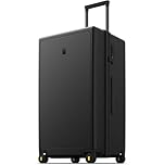 LEVEL8 Large Suitcase 28 Inch Hand Luggage with Spinner Wheels, 100% PC Micro-Diamond Textured Design Checked Large Luggage, Lightweight Hard Shell Suitcase with TSA Lock, Black (74cm, 99L, Black)