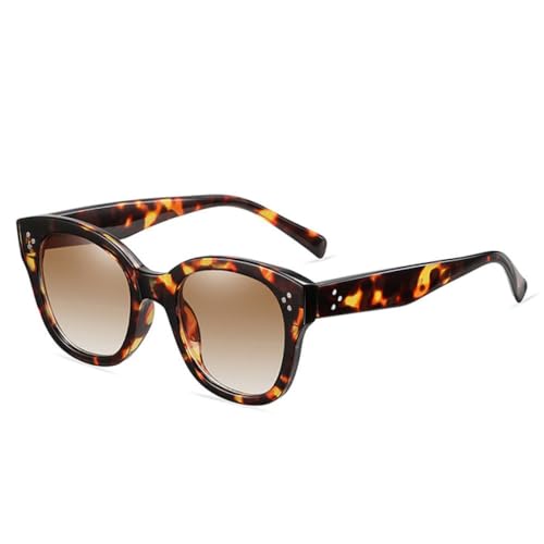 Lunettes de soleil carrées de créateur œil de chat léopard avec rivets décoratifs rétro